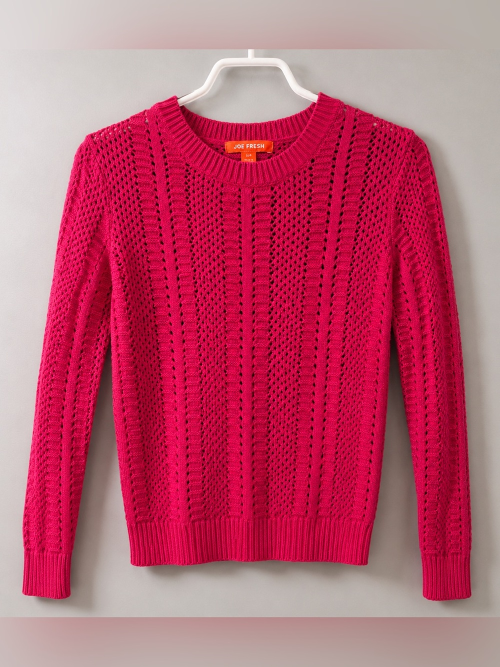 Joe Fresh Pink Pointelle Open Knit Sweater Size Small